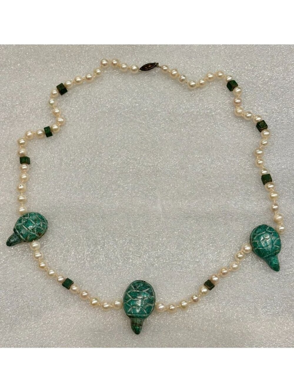 Vintage Pearl Jade Sterling Artisan Original Design Necklace
